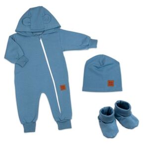 Baby Nellys Rostoucí overal pro miminko, čepice, botky, 3D, Nature - tm. modrý, 80/86 obraz