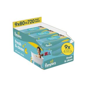 Pampers Fresh Clean dětské čisticí ubrousky 9x80 ks obraz