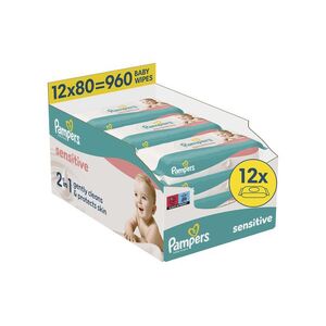 Pampers Sensitive Baby dětské čisticí ubrousky 12x80 ks obraz