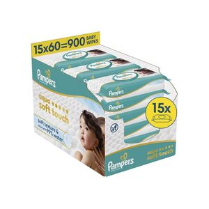 Pampers Aqua Soft Touch dětské čisticí ubrousky 15x60 ks obraz