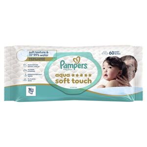 Pampers Aqua Soft Touch dětské čisticí ubrousky 60 ks obraz