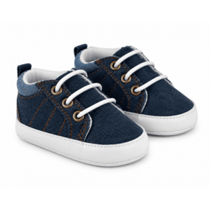 Baby Nellys Kojenecké capáčky/botičky, plátěné, jeans, Boy, vel. 6/12 m obraz