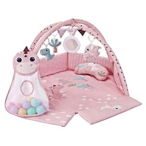 Milly Mally Hrací deka TinyMini Dino Pink s míčky – edukativní podložka pro miminka obraz
