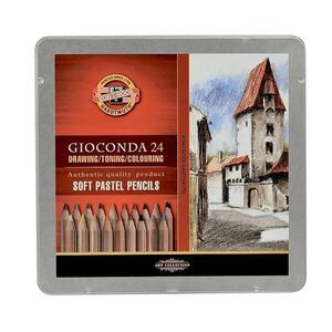 KOH-I-NOOR GIOCONDA 8828/24 - prašné křídy v tužce v laku v plechovém pouzdře - 24 ks obraz