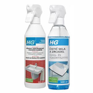 HG Pěnový čistič vodního kamene + čistič skla a zrcadel 2x500 ml obraz