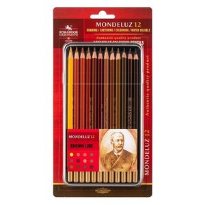 KOH-I-NOOR MONDELUZ 3722/12 - umělecké pastelky, hnědá řada, v plechovém pouzdře - 12 ks obraz