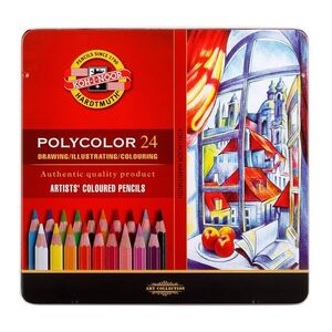 KOH-I-NOOR POLYCOLOR 3824/24 - umělecké pastelky v plechovém pouzdře - 24 ks obraz