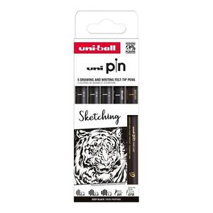 UNI PIN Drawing - Sketching, sada linerů mix barev - 5 ks obraz