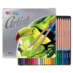 Colorino Pastelky Artist 24 ks, dřevěné, kulaté v kovovém boxu obraz