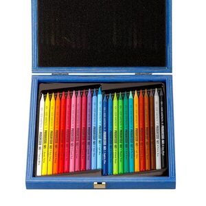 KOH-I-NOOR PROGRESSO 8758/24 - dlouhé akvarelové pastelky v laku v dřevěné kazetě - 24 ks obraz