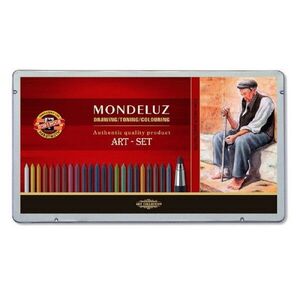 KOH-I-NOOR MONDELUZ 3796/32 - akvarelová kreslířská souprava v plechovém pouzdře - 32 ks obraz