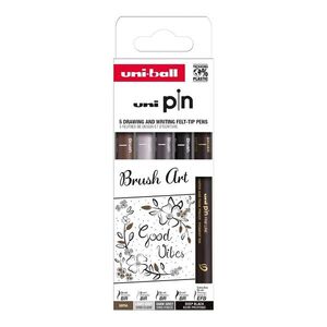 UNI PIN Creative Writting - Brush Art, sada linerů mix barev - 5 ks (EFB/ BR) obraz