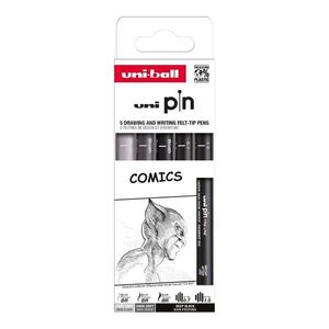 UNI PIN Drawing - Comics, sada linerů mix barev - 5 ks (0, 7 mm/ 1, 0 mm/ BR) obraz