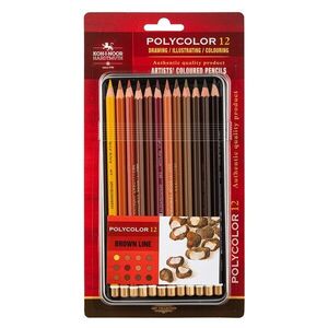 KOH-I-NOOR POLYCOLOR 3822/12 - umělecké pastelky, hnědá řada, v plechovém pouzdře - 12 ks obraz