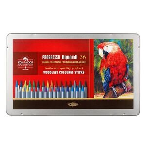 KOH-I-NOOR PROGRESSO AQUARELL 8785/36 - akvarelové pastelky v laku v plech. pouzdře - 36 ks obraz