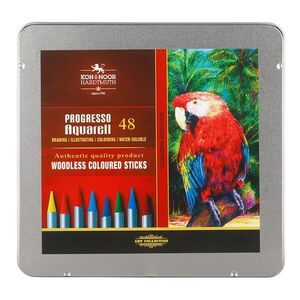 KOH-I-NOOR PROGRESSO AQUARELL 8786/48 - akvarelové pastelky v laku v plech. pouzdře - 48 ks obraz