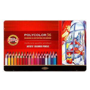 KOH-I-NOOR POLYCOLOR 3825/36 - umělecké pastelky v plechovém pouzdře - 36 ks obraz