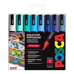 Posca Sada akrylových popisovačů - PC-5M, OCEAN, 1, 8 - 2, 5 mm mix mořských tónů (8 ks) obraz