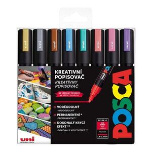 Posca Sada akrylových popisovačů - PC-5M, 1, 8 - 2, 5 mm, metalické barvy (8 ks) obraz