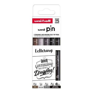 UNI PIN Creative Writting - Lettering, sada linerů mix barev - 5 ks (0, 8 mm/ BR) obraz