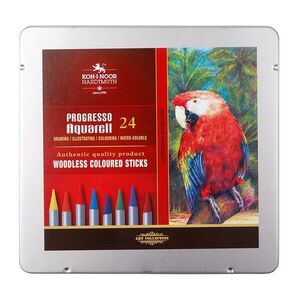 KOH-I-NOOR PROGRESSO AQUARELL 8784/24 - akvarelové pastelky v laku v plech. pouzdře - 24 ks obraz