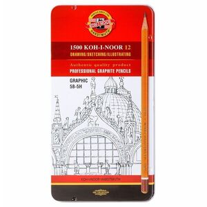 KOH-I-NOOR 1502/12 - souprava grafitových tužek GRAPHIC, 5B-5H - 12 ks obraz