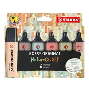 STABILO Zvýrazňovač - BOSS ORIGINAL NatureCOLORS - EO70/6-2-2 - 6 ks sada obraz