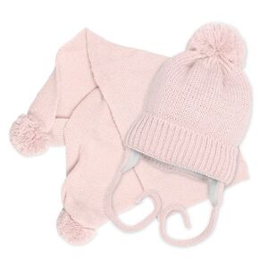 Baby Nellys Zimní čepička s šálou - NATURE, 0-6m - pudrově růžová obraz