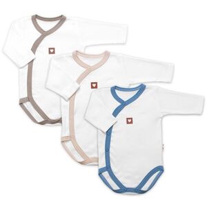 Baby Nellys Rostoucí výhodná sada, 3x Body Nature - modrá/béžová/taupe, vel. 56/62 obraz
