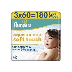 Pampers Aqua Soft Touch dětské čisticí ubrousky 3x60 ks obraz