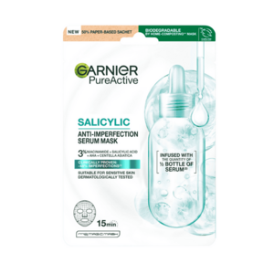 Garnier Pure Active Salicylic textilní sérum maska proti nedokonalostem s kyselinou salicylovou 28 g obraz