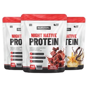 Survival Night Native Protein 1000 g AKCE 2+1 ZDARMA 2x čokoláda+ 1x vanilka obraz