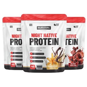 Survival Night Native Protein 1000 g AKCE 2+1 ZDARMA 2x vanilka+ 1x čokoláda obraz