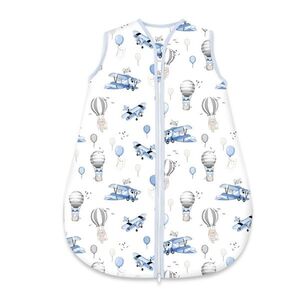 Baby Nellys Spací vak, bavlna, celoroční na zip 74 cm, Letadla a balón - modrá obraz