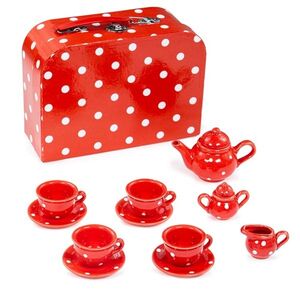 Bigjigs Toys Červený puntíkovaný čajový set obraz