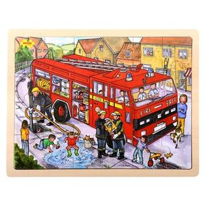 Bigjigs Toys Dřevěné puzzle hasiči 24 dílků obraz