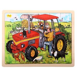 Bigjigs Toys Dřevěné puzzle traktor 24 dílků obraz