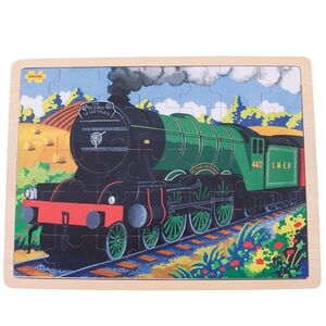 Bigjigs Toys Dřevěné puzzle historický vlak Flying Scotsman 35 dílků obraz