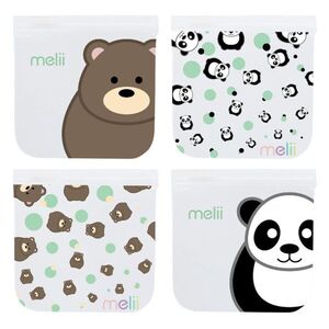 Melii Opakovatelně použitelné sáčky na svačinu 4ks- Panda, Medvěd obraz
