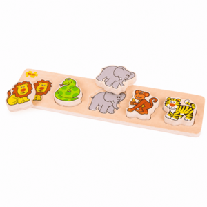 Bigjigs Toys Dřevěné vkládací puzzle safari obraz