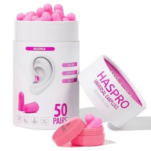 HASPRO Universal špunty do uší, pěnové, 50 párů / 100ks, růžové obraz