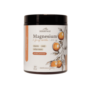 Herbyway Magnesium 3 formy hořčíku 1 200 mg 170 g pomeranč obraz