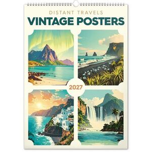 NOTIQUE Nástěnný kalendář Vintage plakáty - tropické ráje 2027 33 × 46 cm obraz