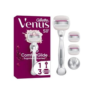 Gillette Venus Pro ComfortGlide Sugarberry holicí strojek, holicí hlavice + nástěnný držáček 3 ks obraz