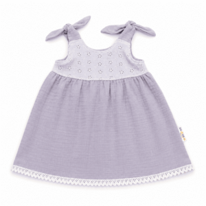 Baby Nellys Letní lehoučké mušelínové šaty Summer, šedé, Vel. 56/62 obraz