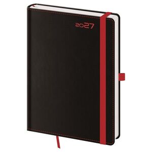 Helma Black Red týdenní diář s poutkem 2027, černý, A5 14, 3 × 20, 5 cm obraz