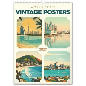 NOTIQUE Nástěnný kalendář Vintage plakáty - světová města 2027 33 × 46 cm obraz