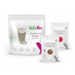 KetoMix Proteinový koktejl 1200g (40 porcí) + příchuť čokoláda a jahoda obraz
