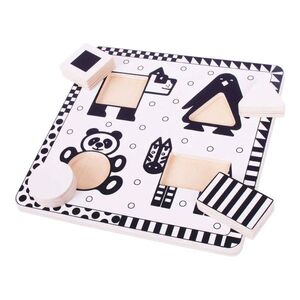 Bigjigs Toys Dřevěné vkládací puzzle černobílé tvary 1 obraz