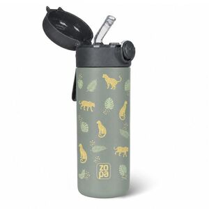 Zopa Termoska na tekutiny s brčkem a silikonovým držákem 350 ml, Wild Gepard 8 obraz